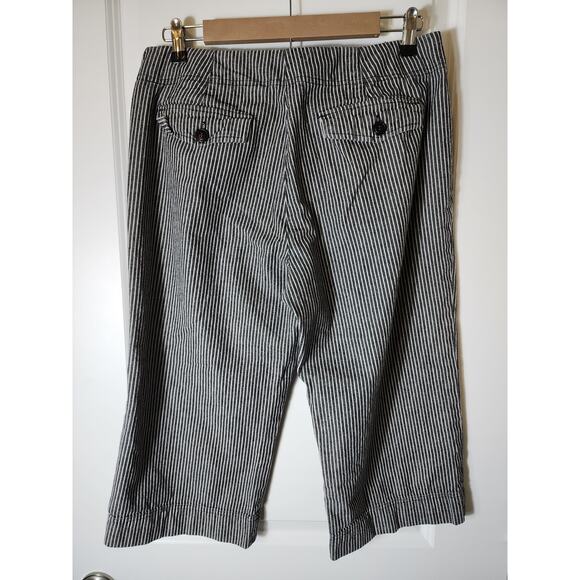 LARRY LEVINE Black White Thin Stripe Bermuda Cotton Capri Pants SZ 12 - Picture 2 of 9